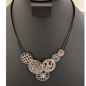 Silpada Retired Sterling Filigree Artful Design Black Leather Cord Necklace